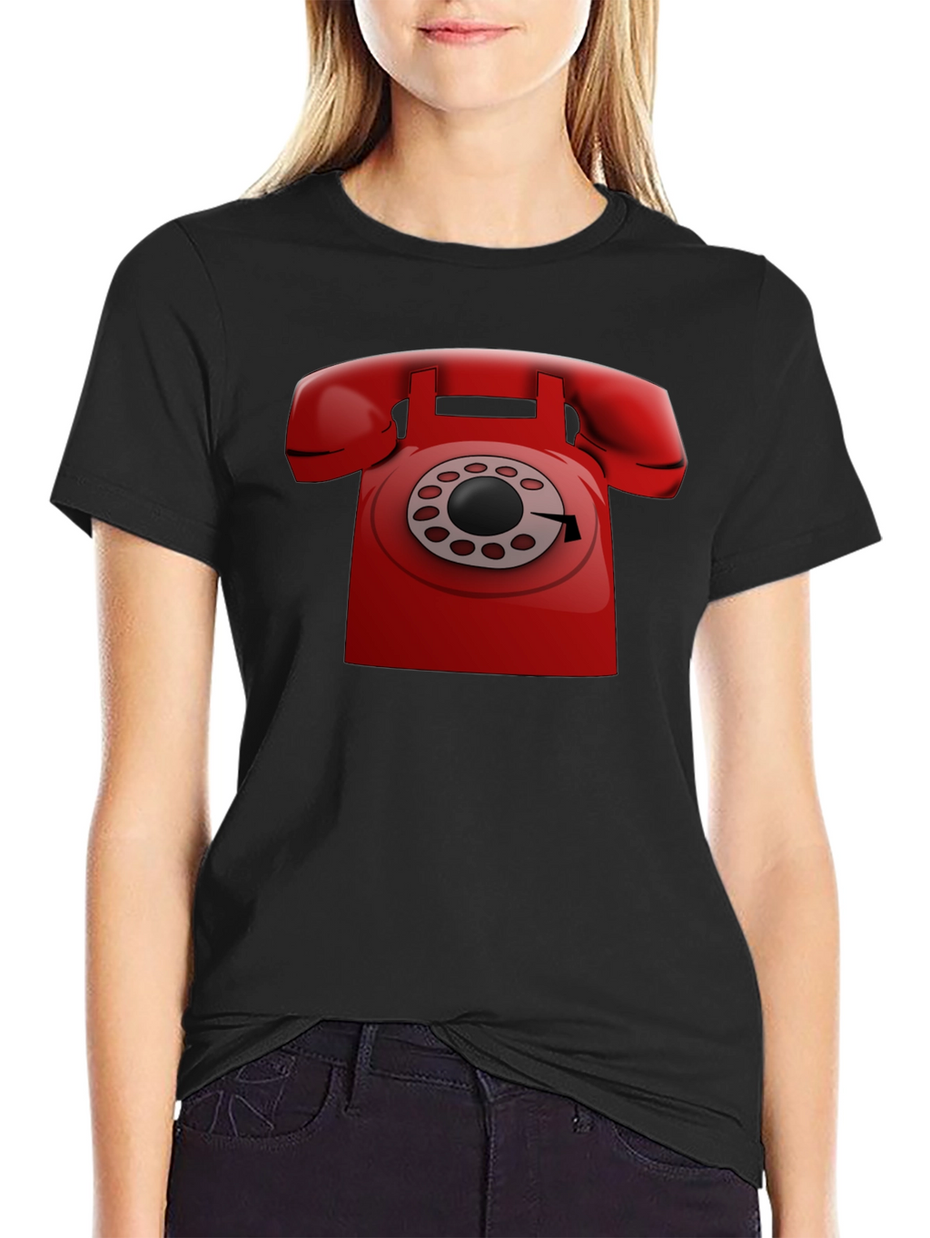 Retro Red Rotary Phone Graphic T-Shirt