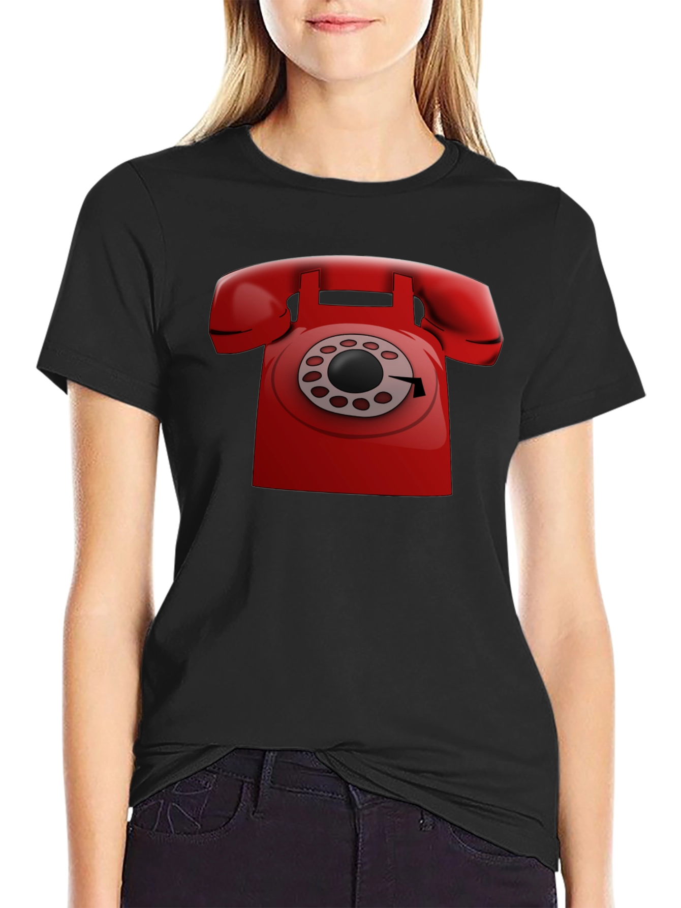 Retro Red Rotary Phone Graphic T-Shirt