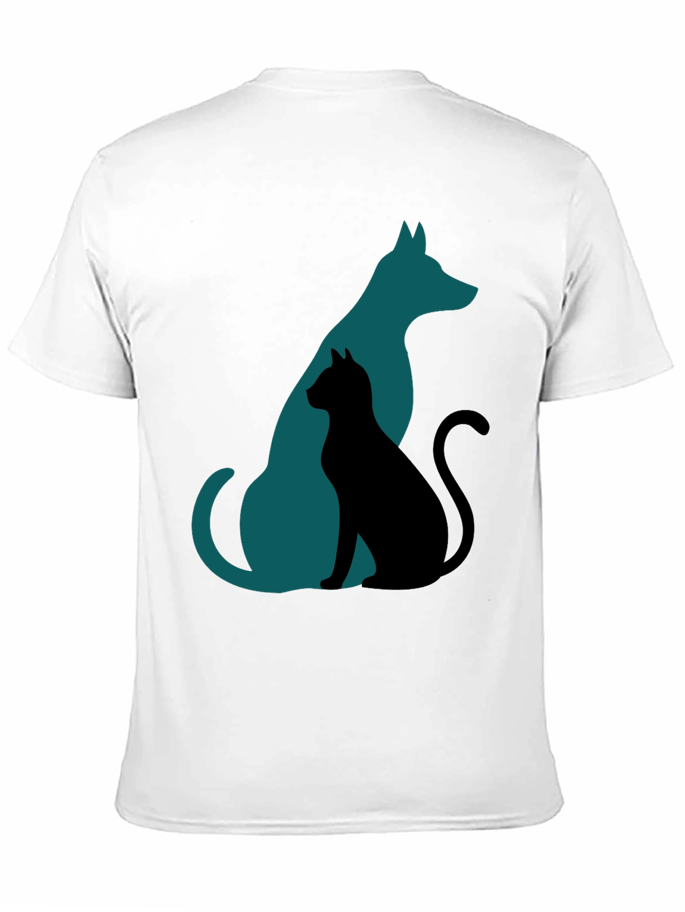 Dog and Cat Silhouette Tee - Mens Graphic T-Shirt