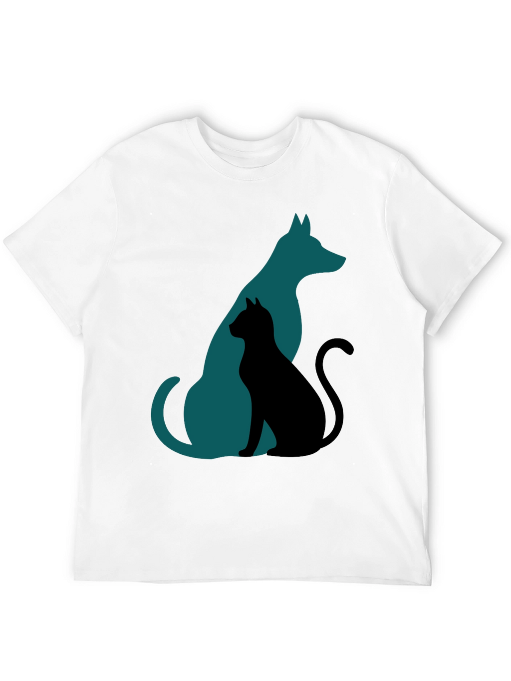 Dog and Cat Silhouette Tee - Mens Graphic T-Shirt