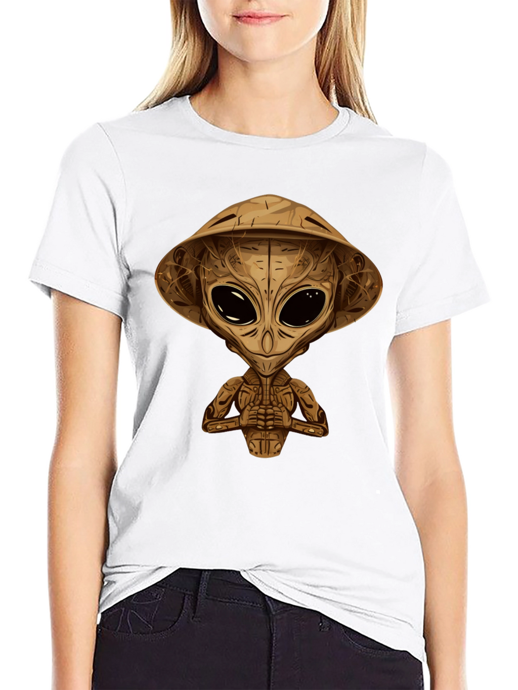 Alien Samurai Graphic Tee - Black Cotton T-Shirt