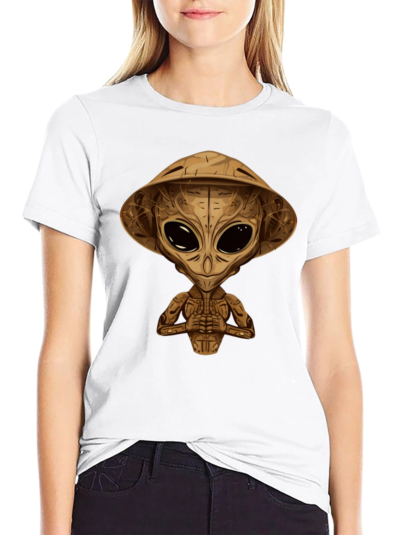 Alien Samurai Graphic Tee - Black Cotton T-Shirt