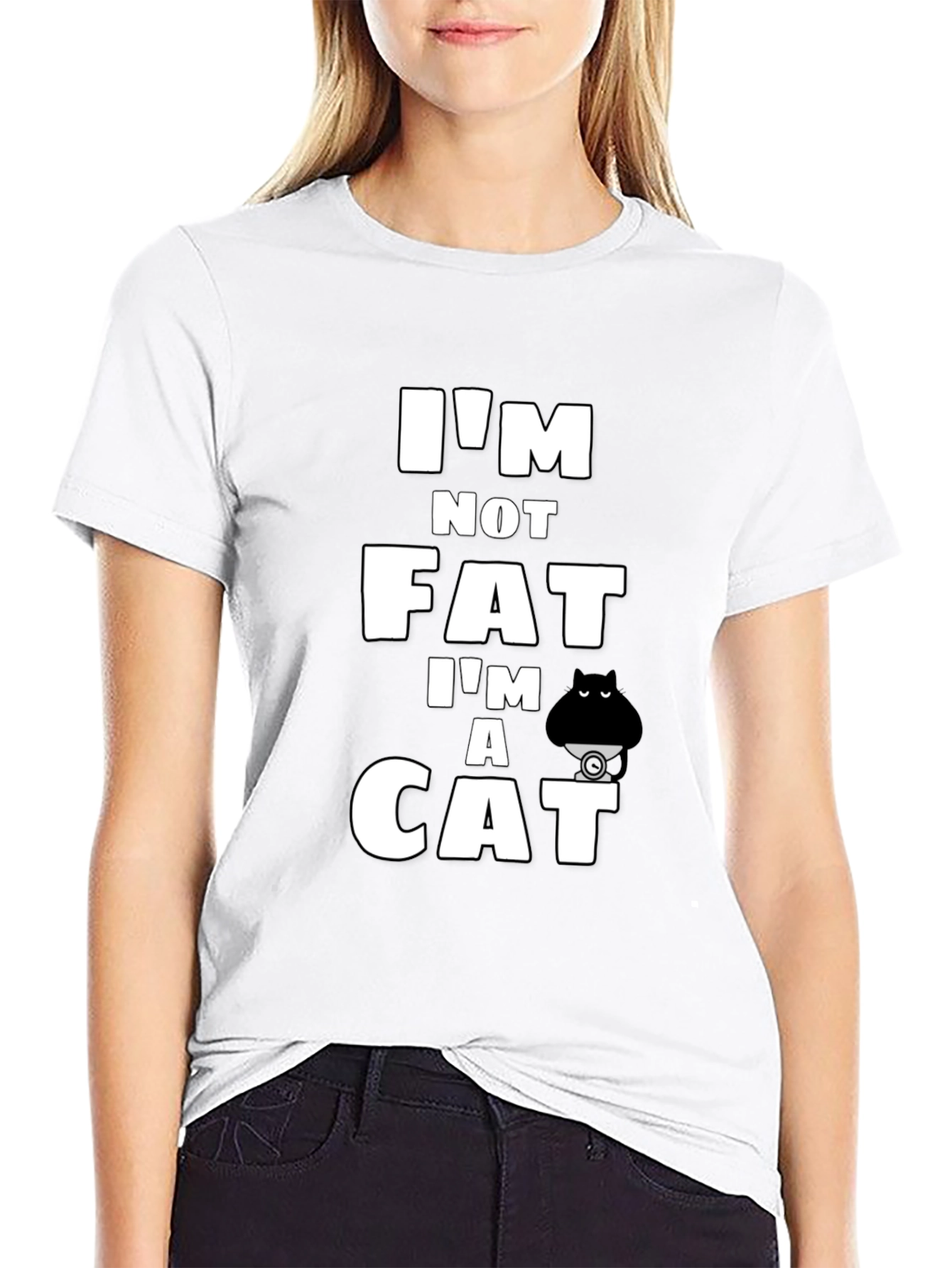 Im Not Fat Im A Cat T-Shirt - Black