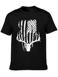 Patriotic Deer Skull Graphic Tee