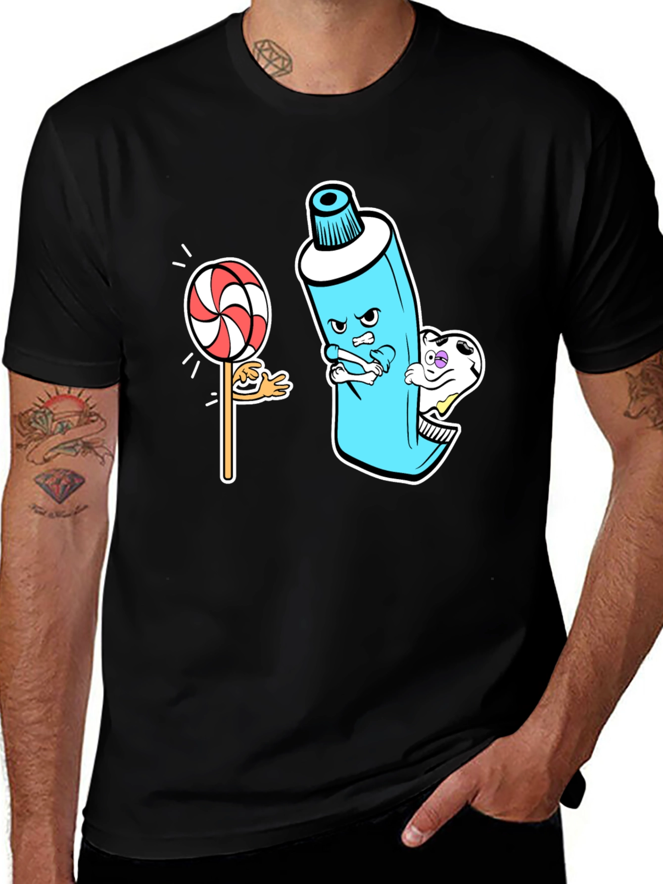 Funny Toothpaste vs. Lollipop Graphic Tee