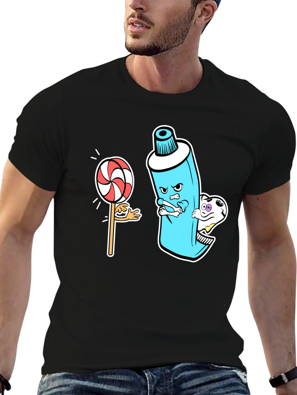 Funny Toothpaste vs. Lollipop Graphic Tee