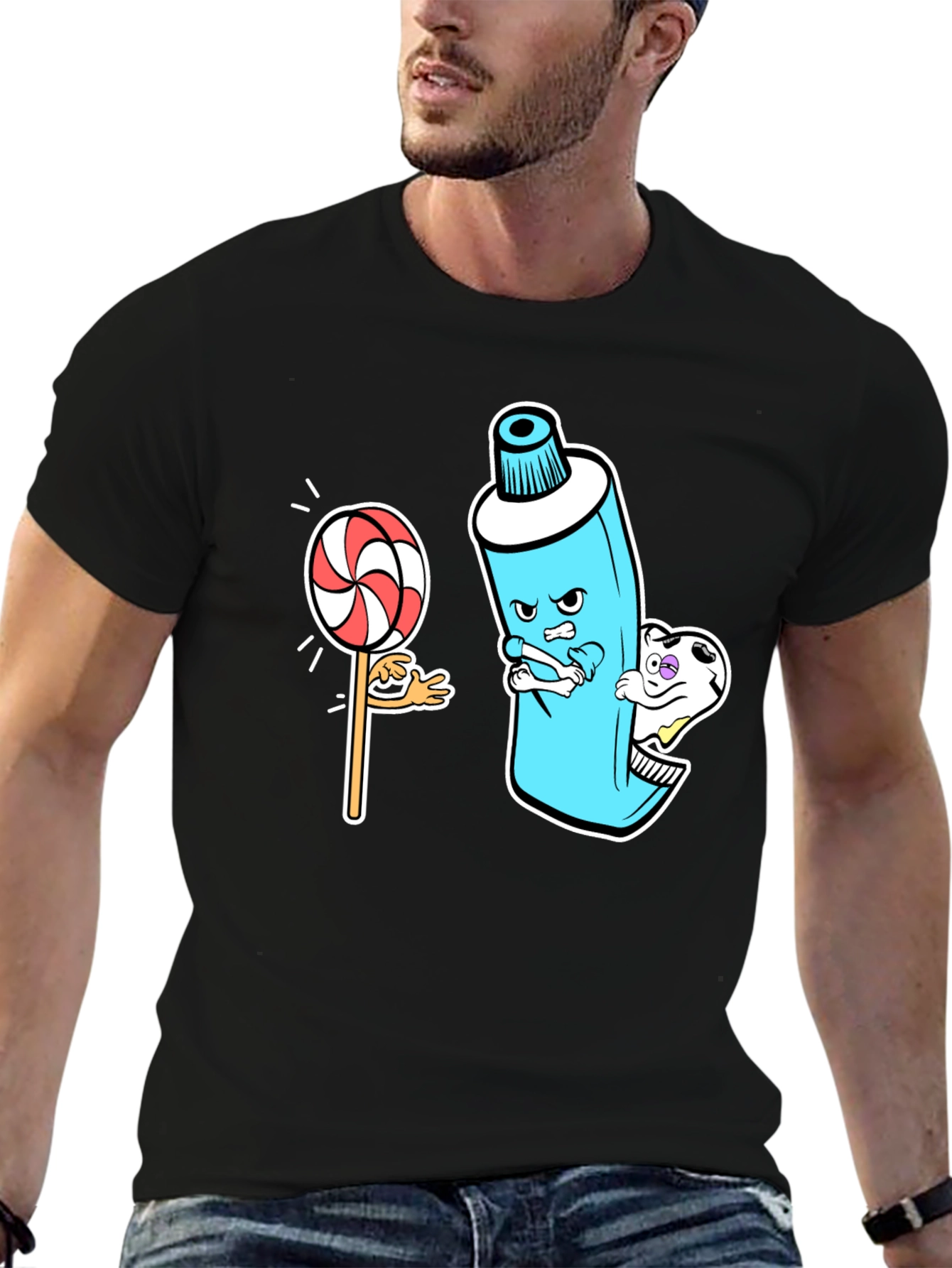Funny Toothpaste vs. Lollipop Graphic Tee