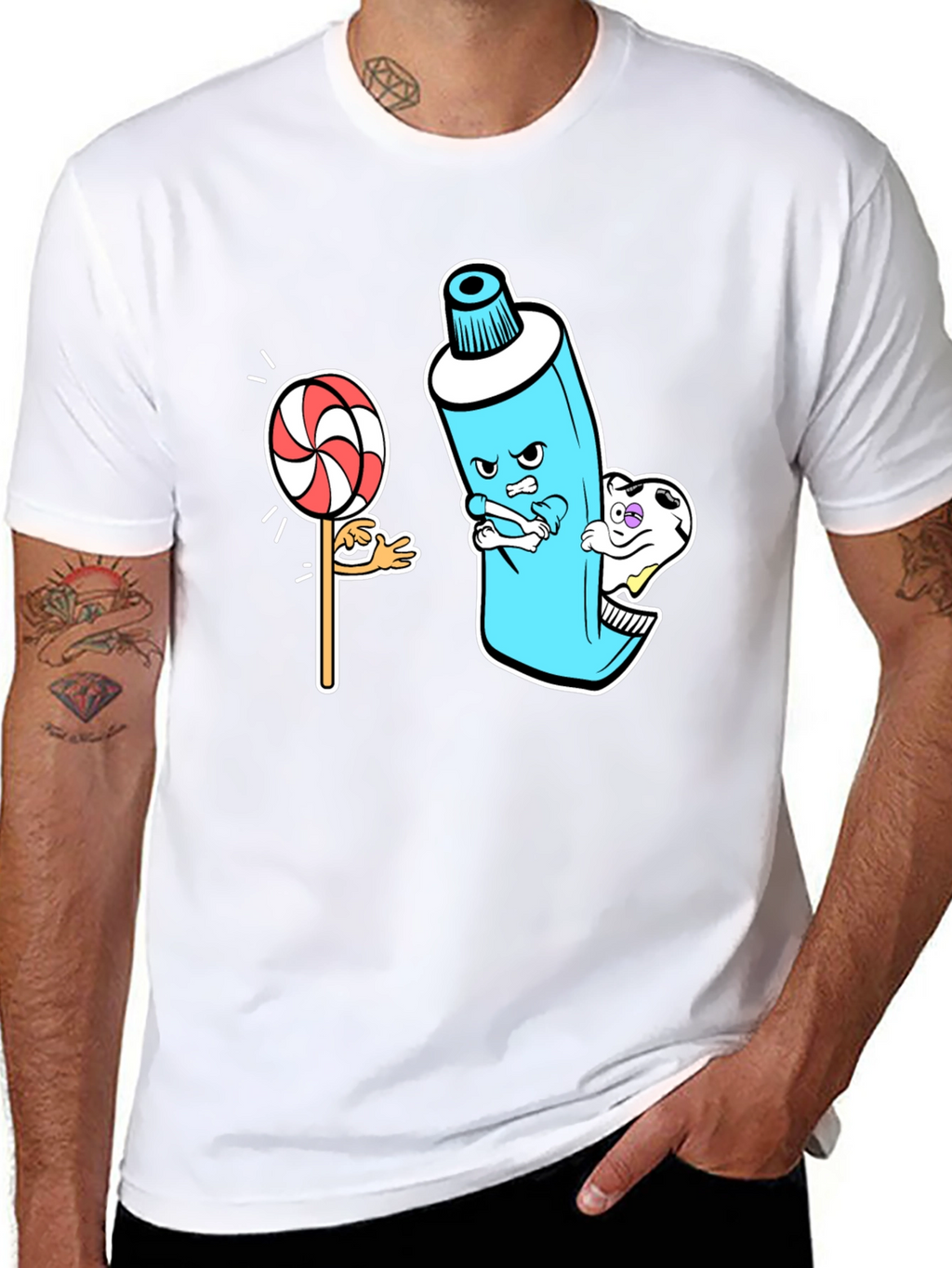 Funny Toothpaste vs. Lollipop Graphic Tee