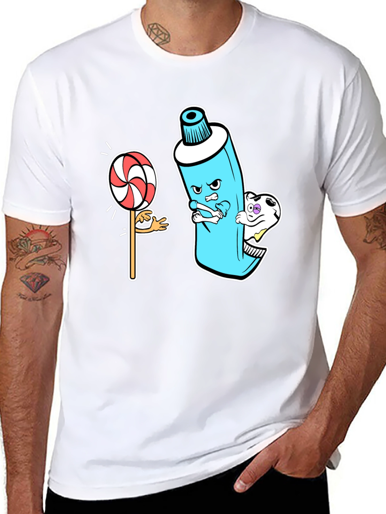Funny Toothpaste vs. Lollipop Graphic Tee