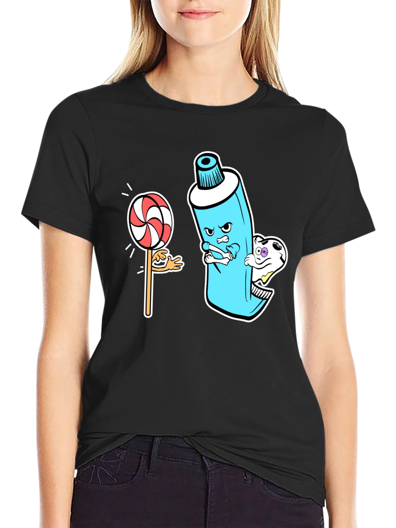 Funny Toothpaste vs. Lollipop Graphic Tee