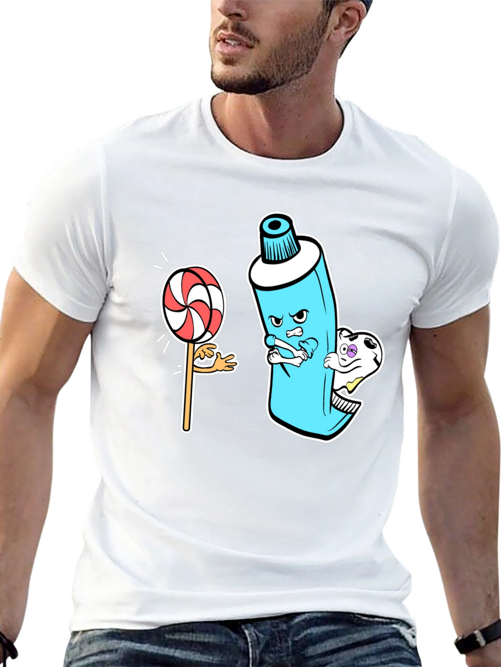 Funny Toothpaste vs. Lollipop Graphic Tee