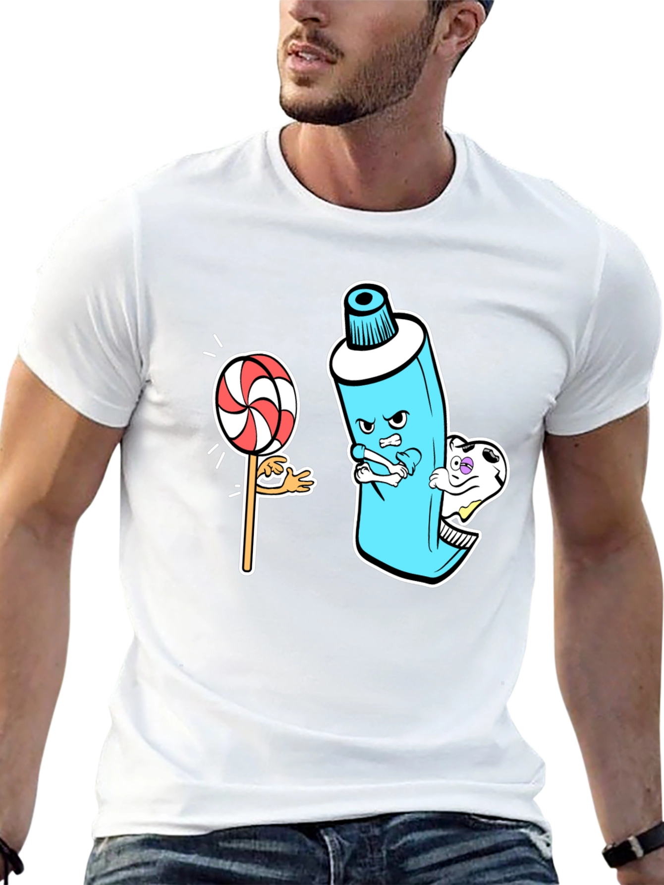 Funny Toothpaste vs. Lollipop Graphic Tee
