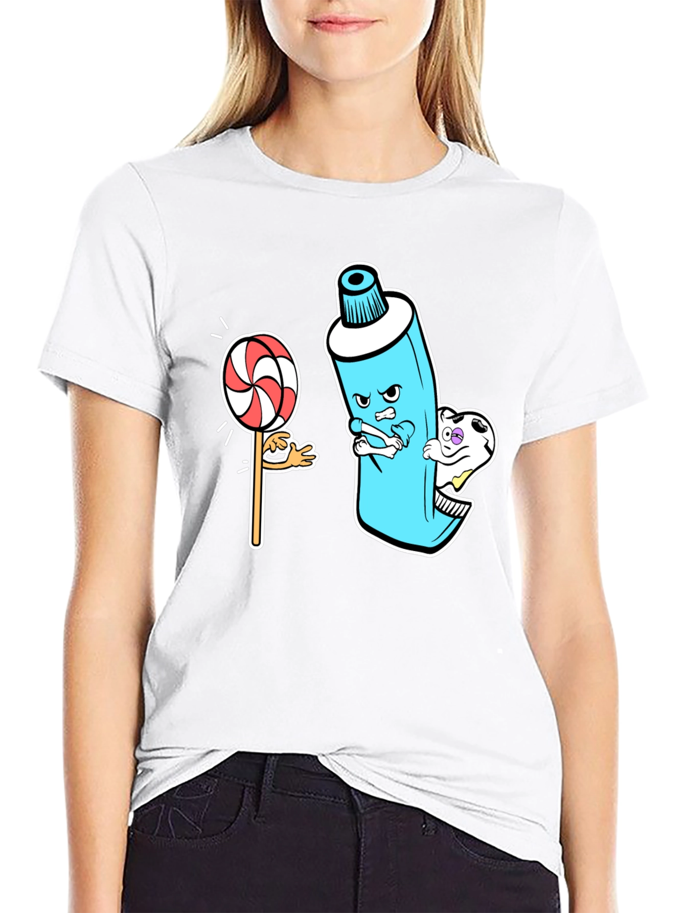 Funny Toothpaste vs. Lollipop Graphic Tee