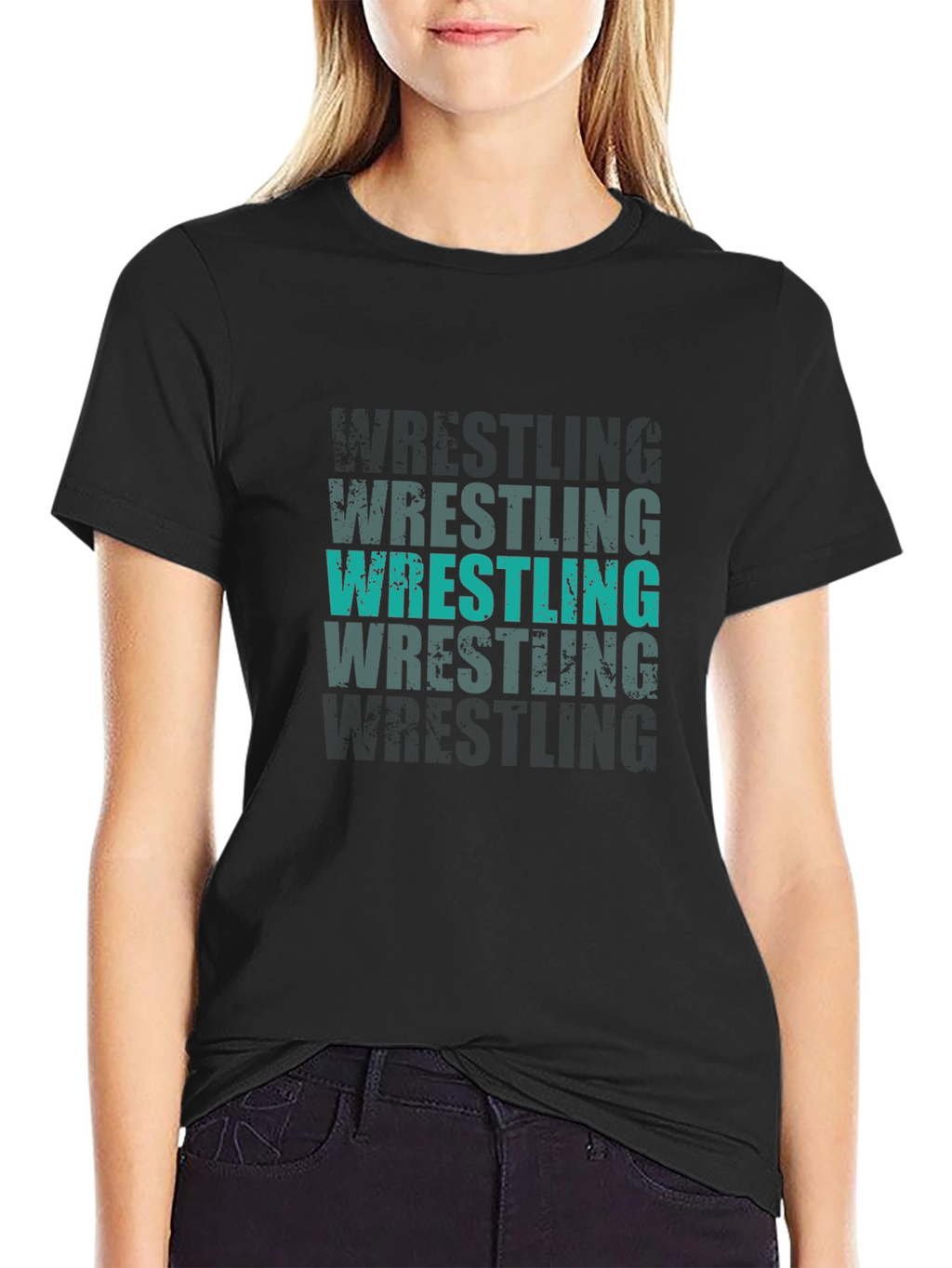 Wrestling T-Shirt: Distressed Graphic Print Tee
