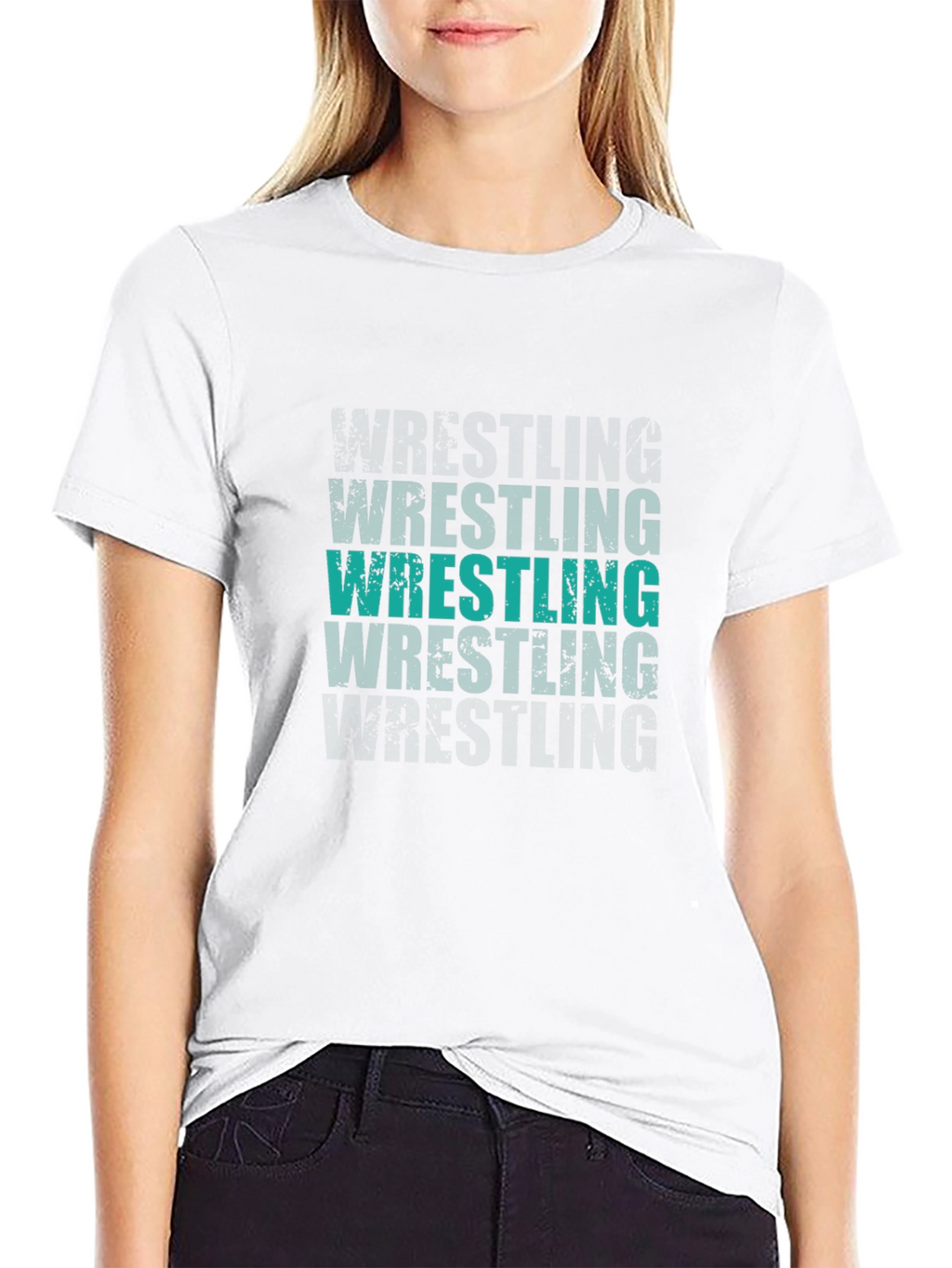 Wrestling T-Shirt: Distressed Graphic Print Tee