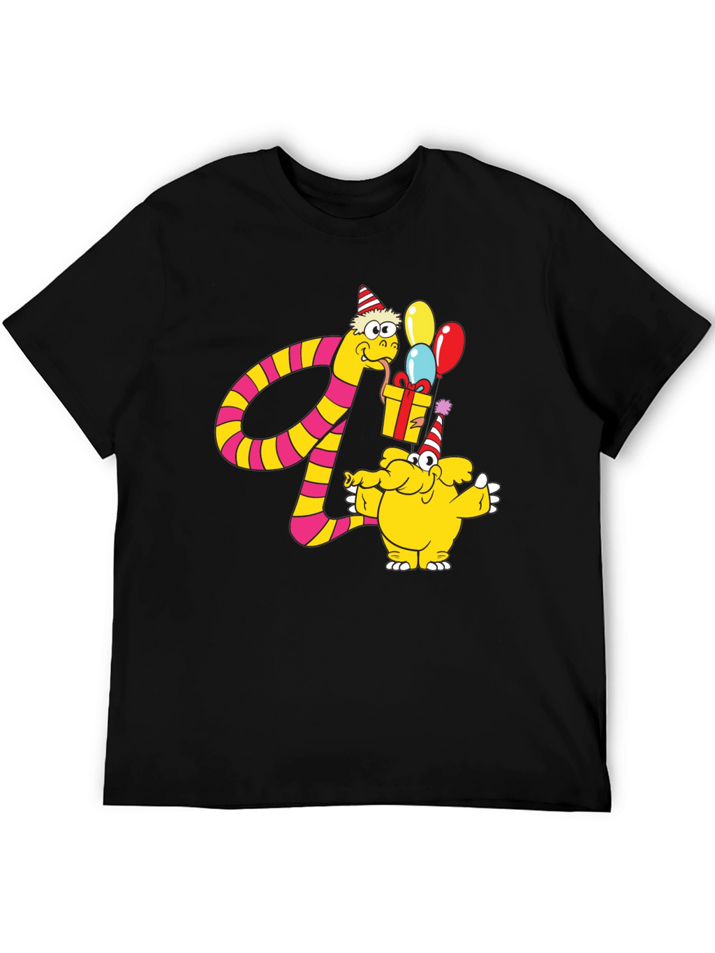 Cartoon Snake & Elephant T-Shirt - Birthday Celebration