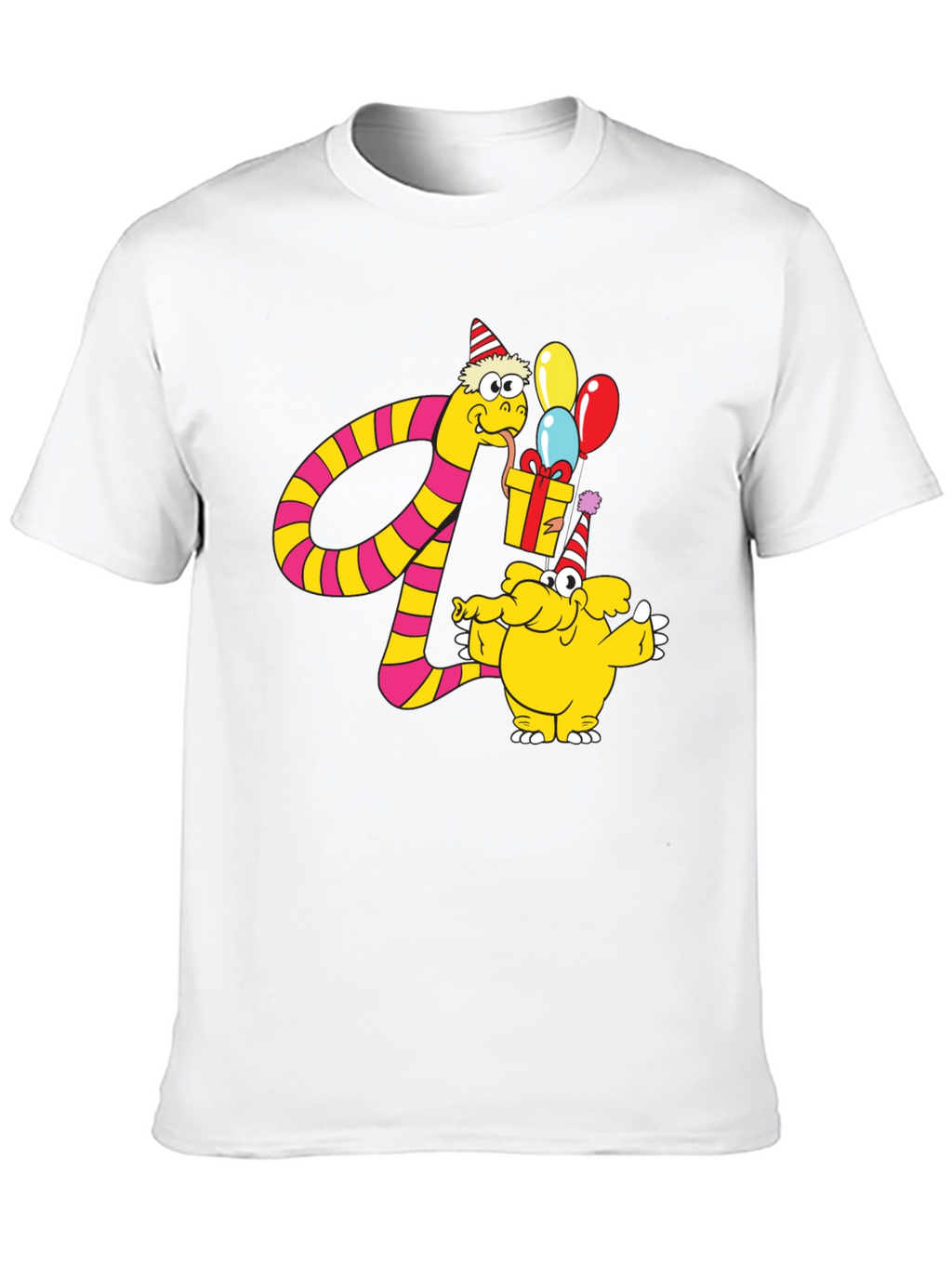 Cartoon Snake & Elephant T-Shirt - Birthday Celebration