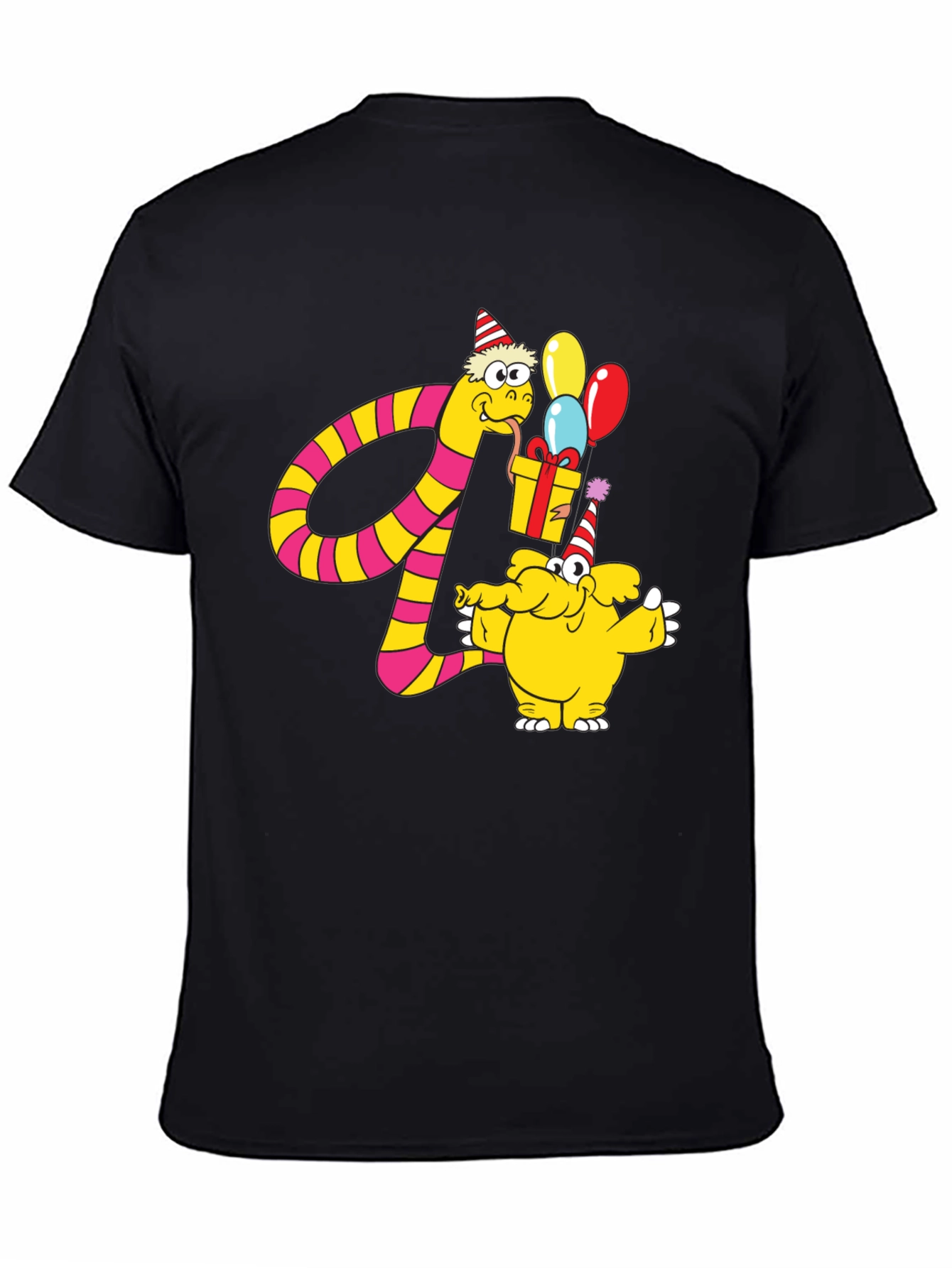 Cartoon Snake & Elephant T-Shirt - Birthday Celebration