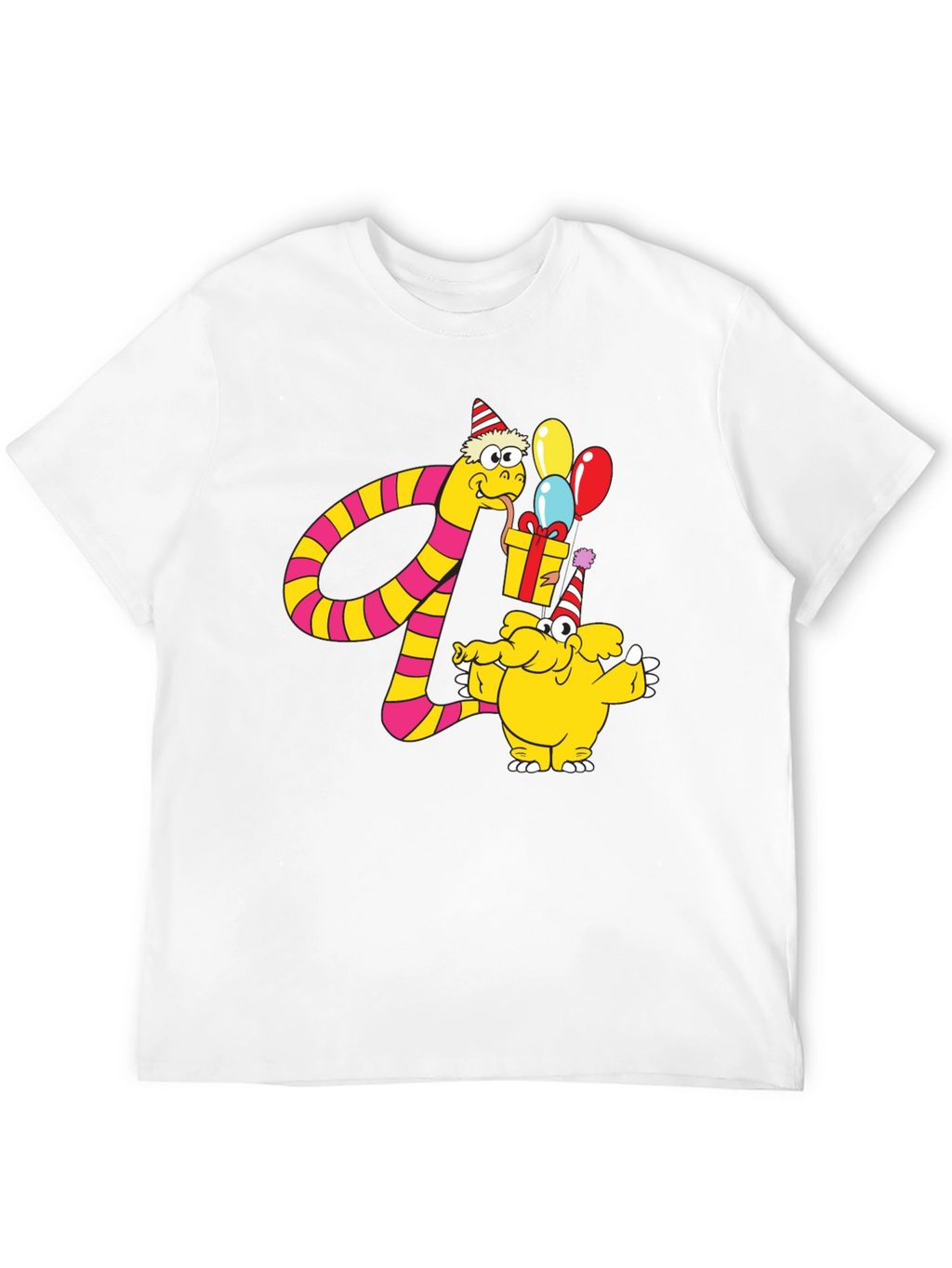 Cartoon Snake & Elephant T-Shirt - Birthday Celebration