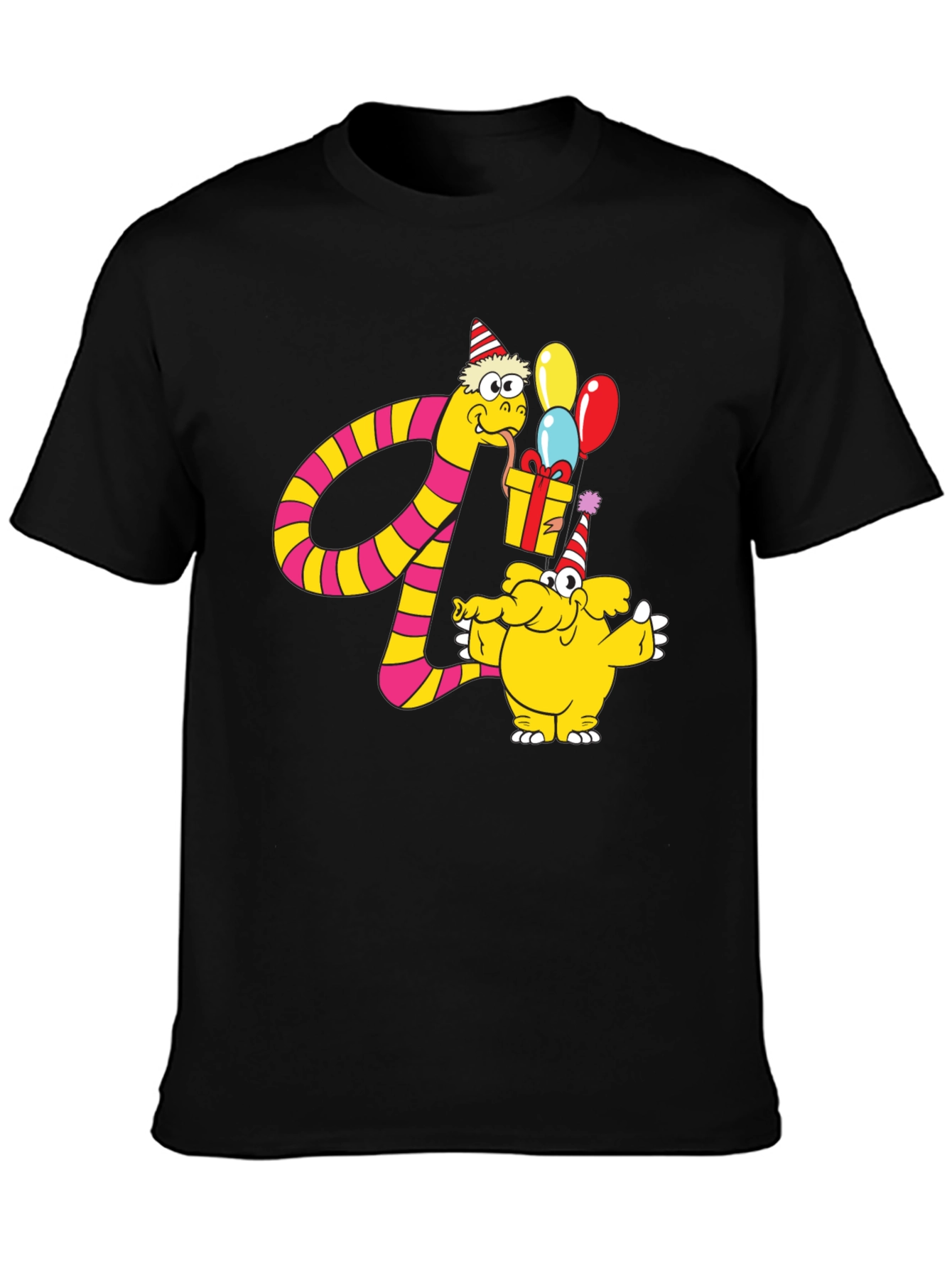 Cartoon Snake & Elephant T-Shirt - Birthday Celebration