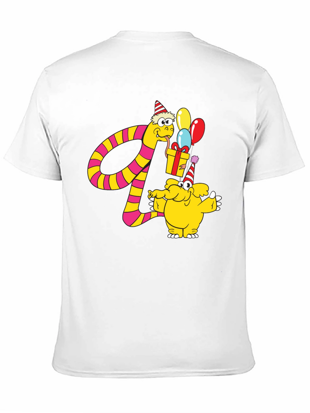 Cartoon Snake & Elephant T-Shirt - Birthday Celebration