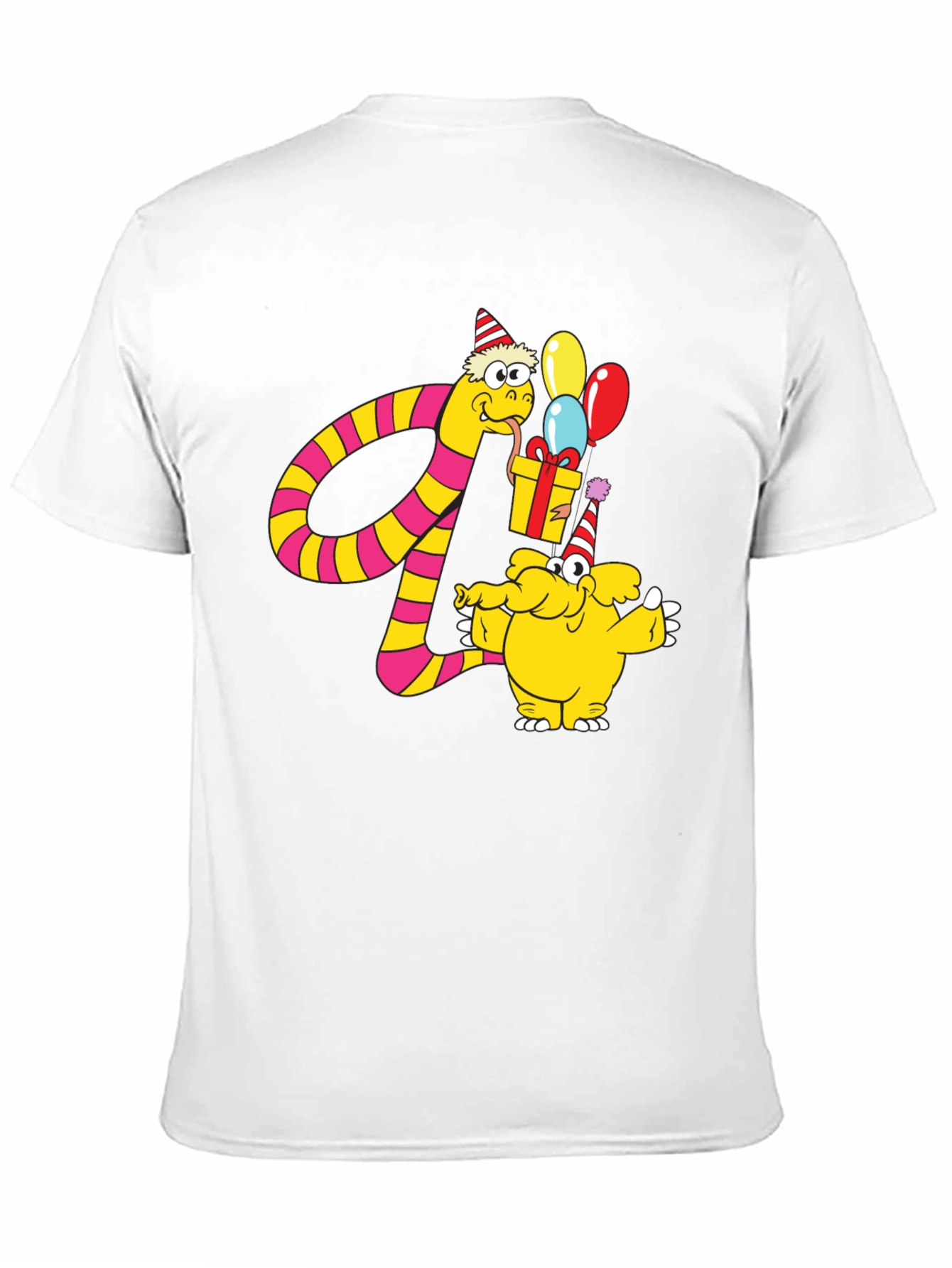 Cartoon Snake & Elephant T-Shirt - Birthday Celebration