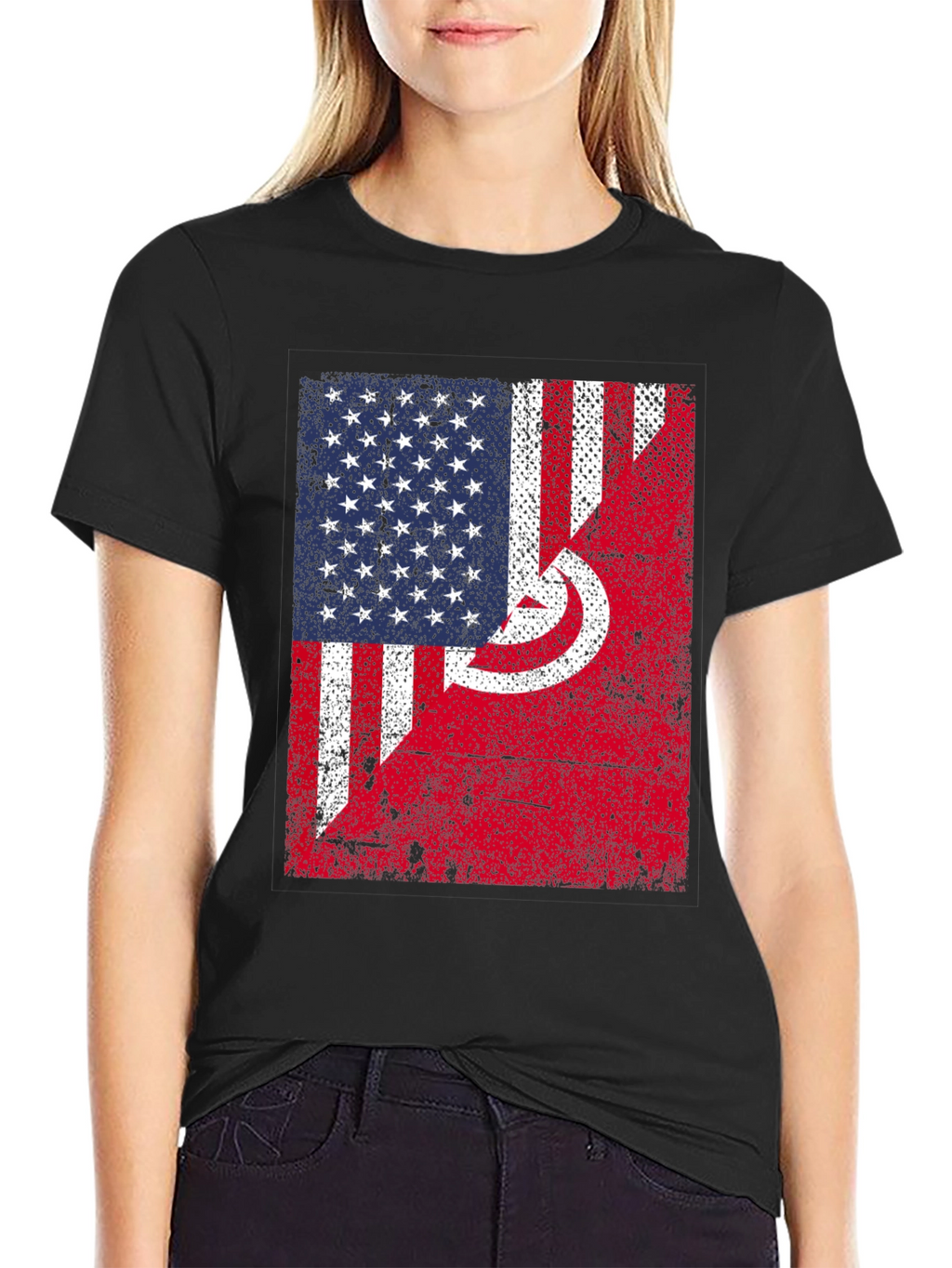 USA Tunisia Flags Graphic T-Shirt