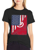USA Tunisia Flags Graphic T-Shirt