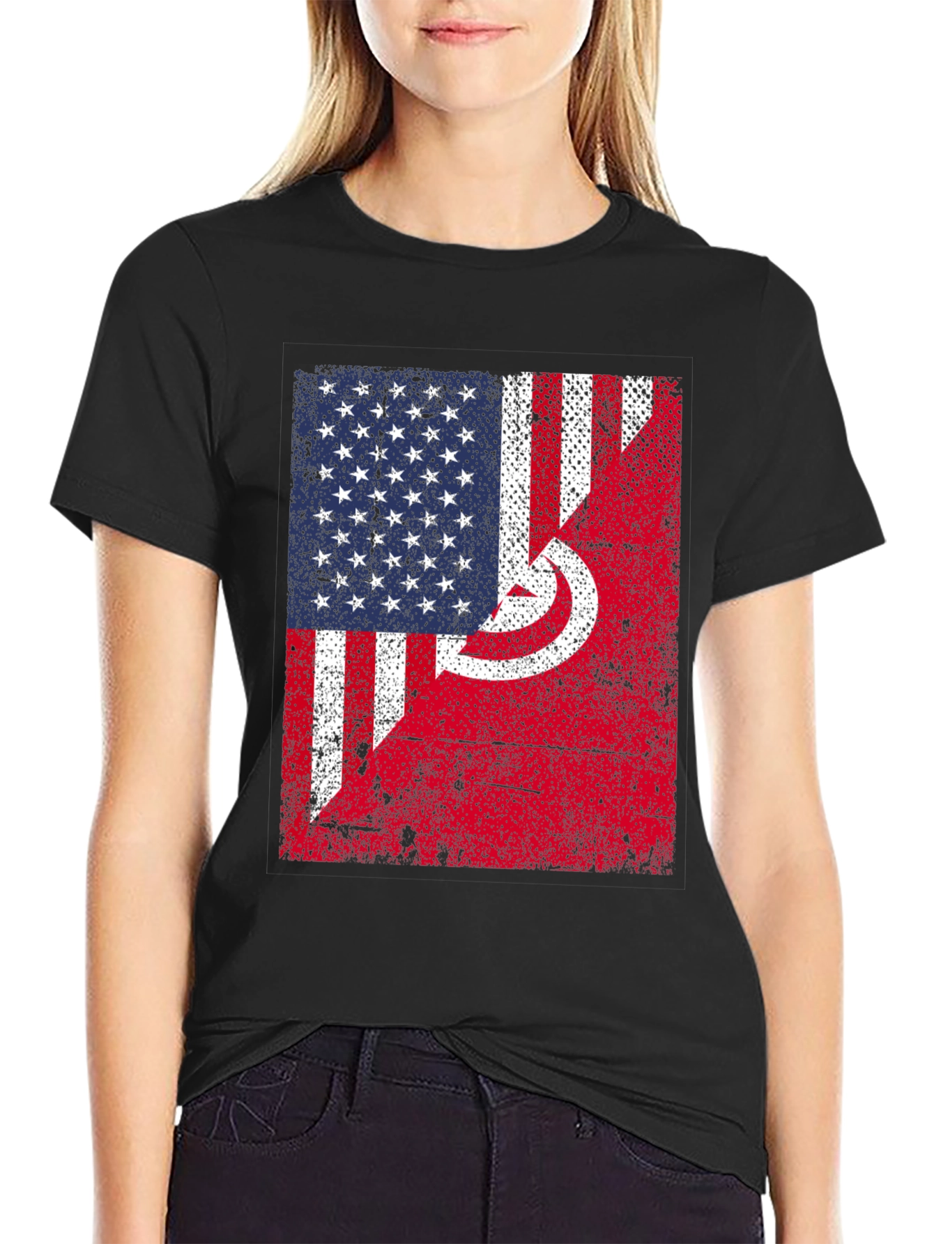 USA Tunisia Flags Graphic T-Shirt