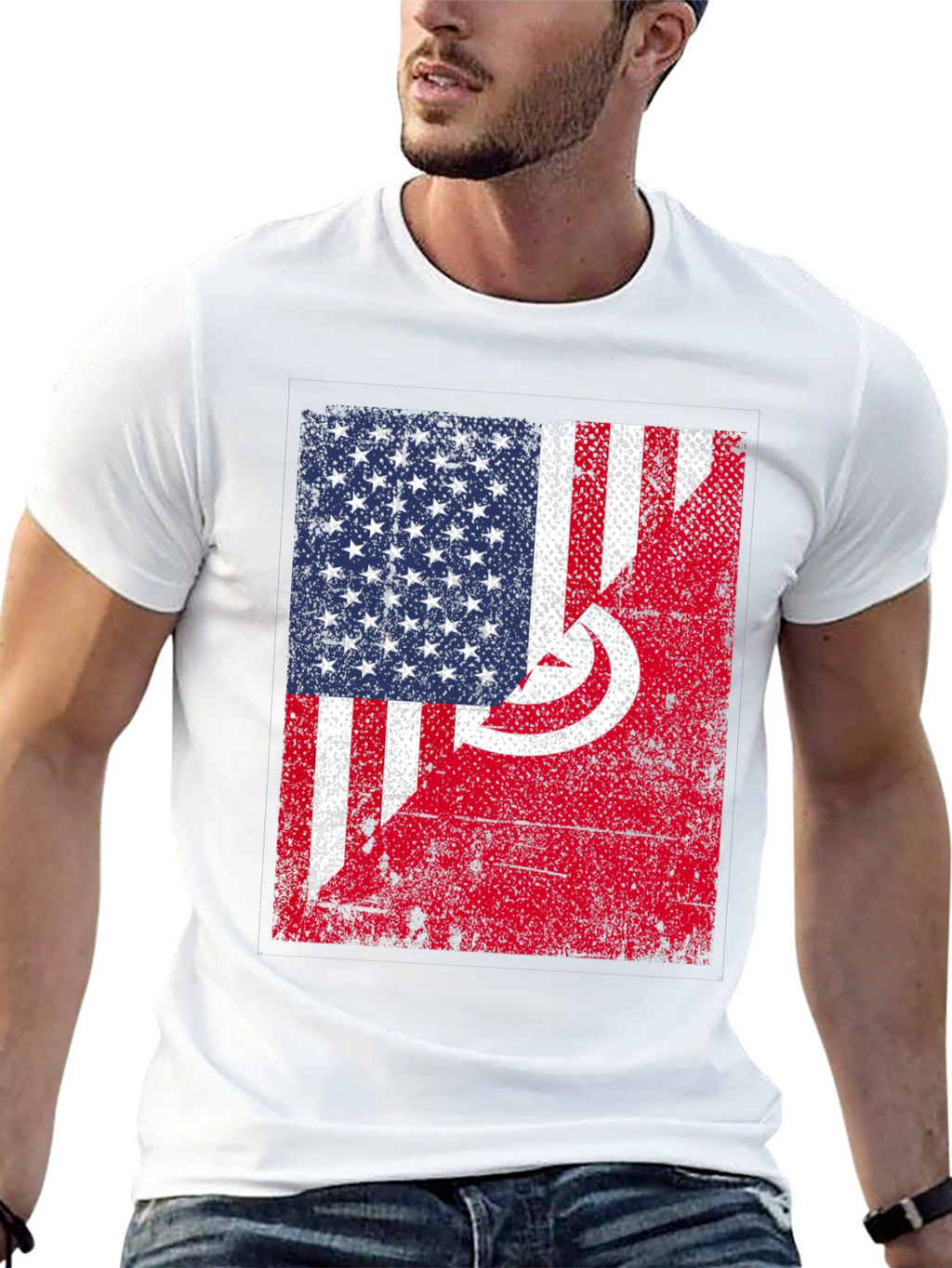 USA Tunisia Flags Graphic T-Shirt