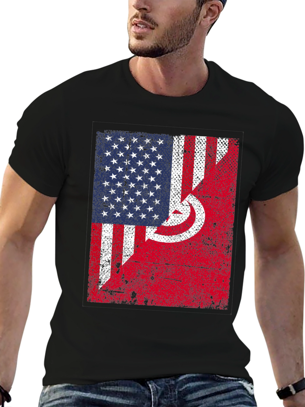 USA Tunisia Flags Graphic T-Shirt