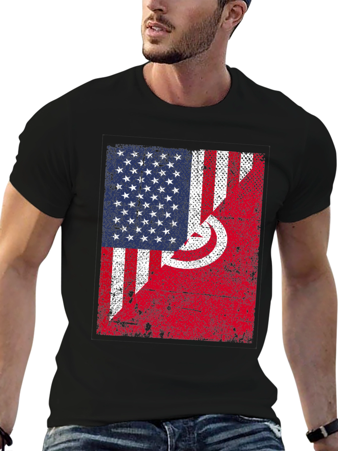 USA Tunisia Flags Graphic T-Shirt