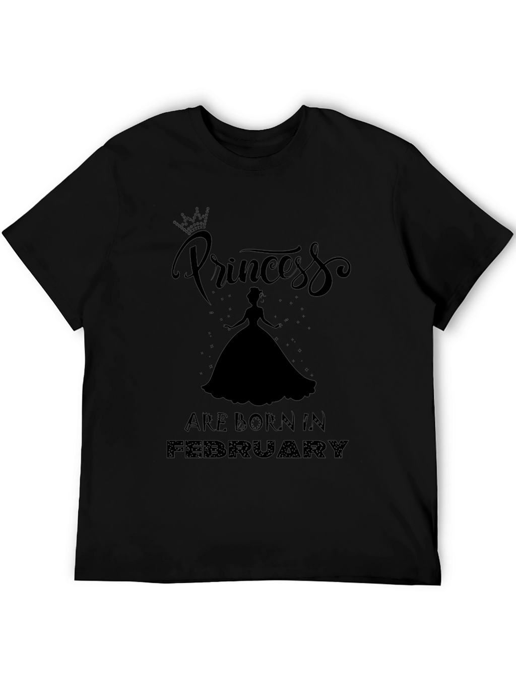 Princess Born in February Black T-Shirt