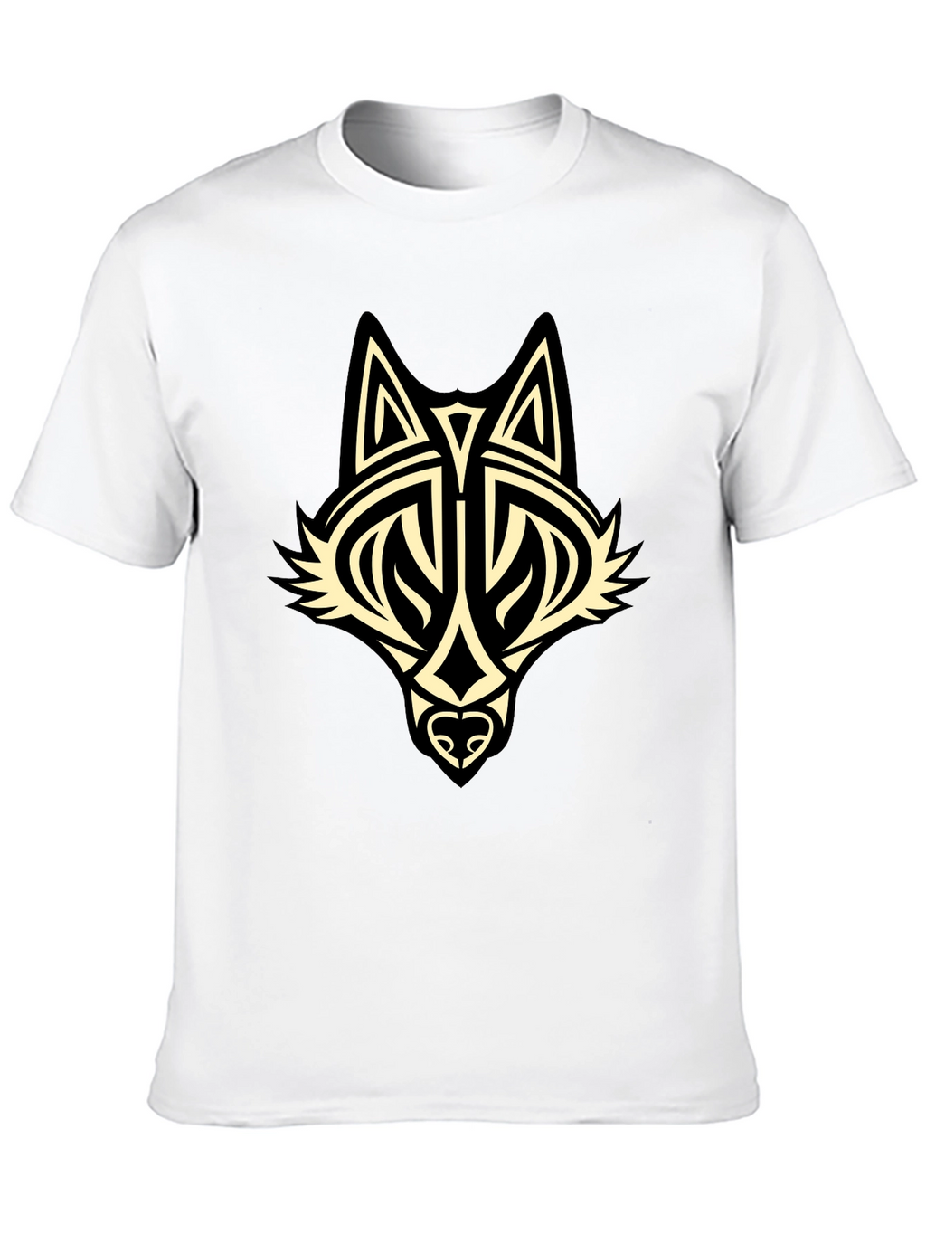 Tribal Wolf Graphic Black T-Shirt