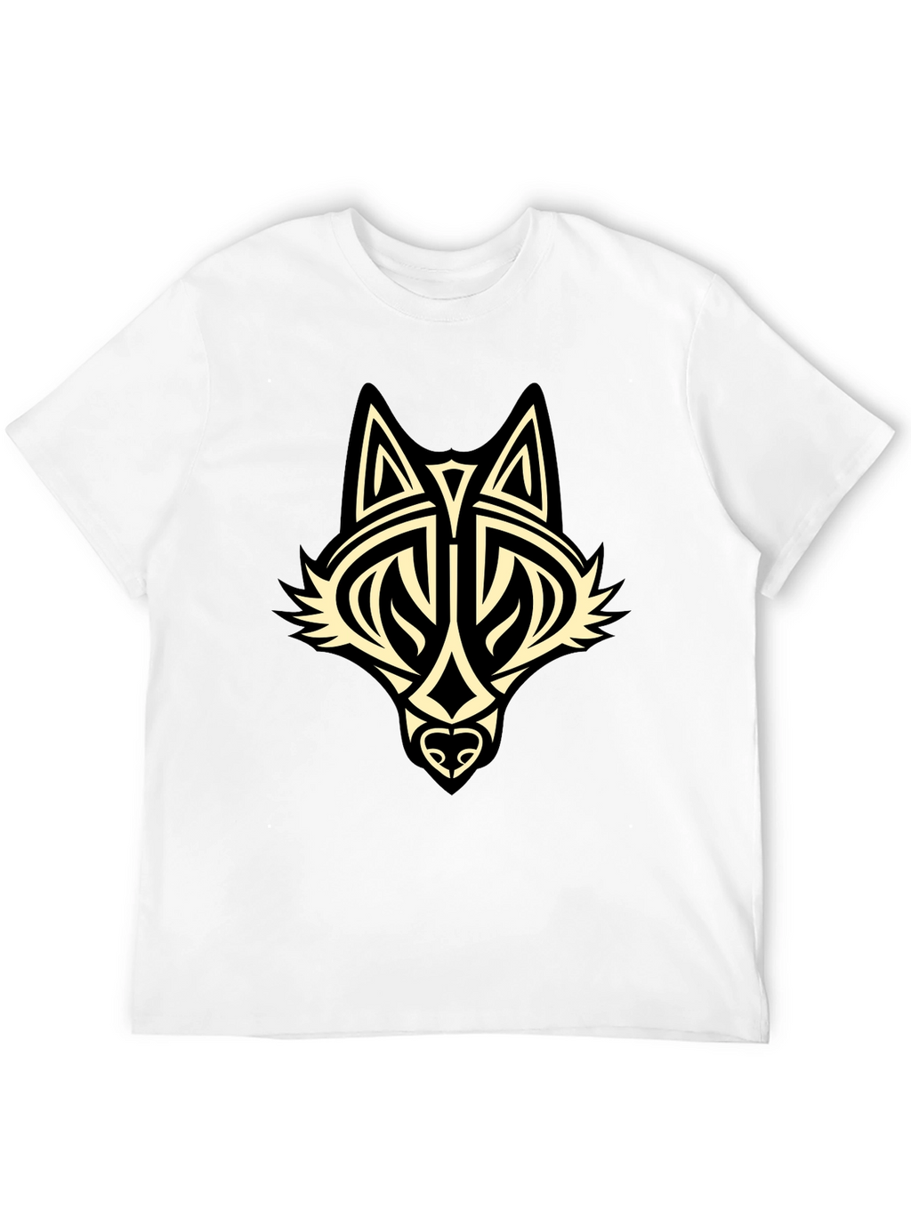 Tribal Wolf Graphic Black T-Shirt