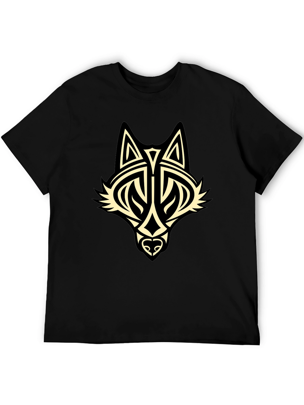 Tribal Wolf Graphic Black T-Shirt
