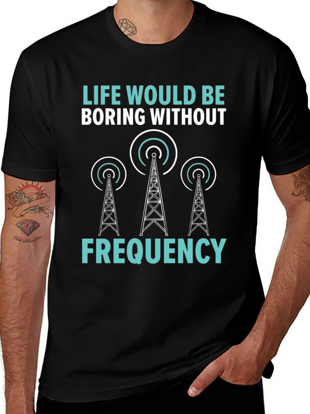 Life Boring Without Frequency Black T-Shirt