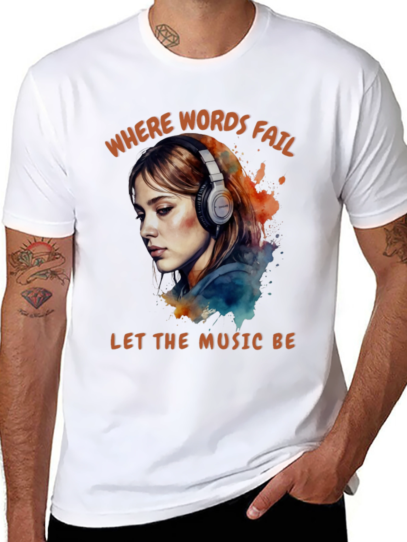 Words Fail Music Speaks Graphic Tee