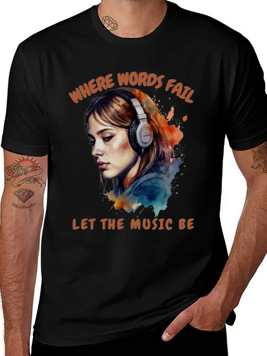 Words Fail Music Speaks Graphic Tee