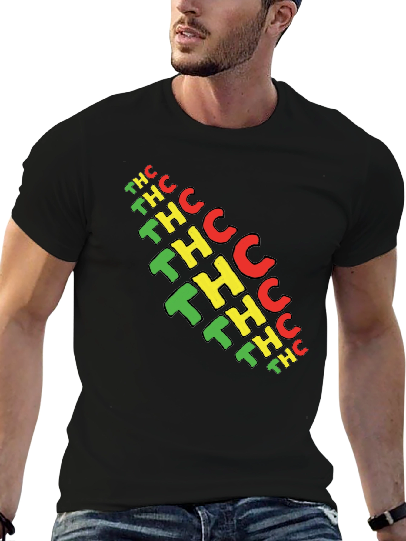 THC Graphic Print Black T-Shirt
