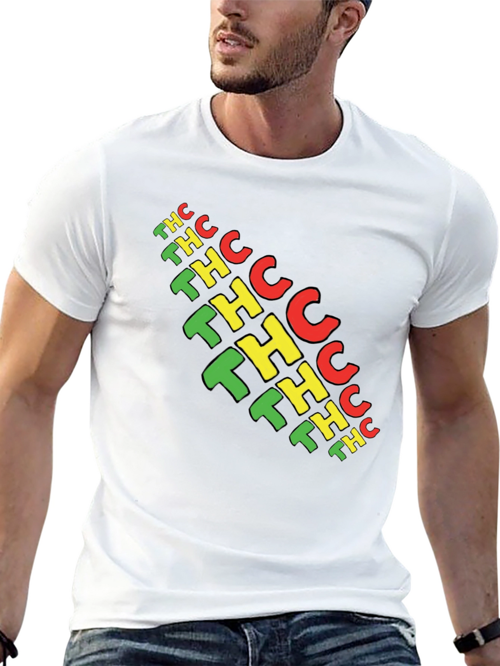 THC Graphic Print Black T-Shirt