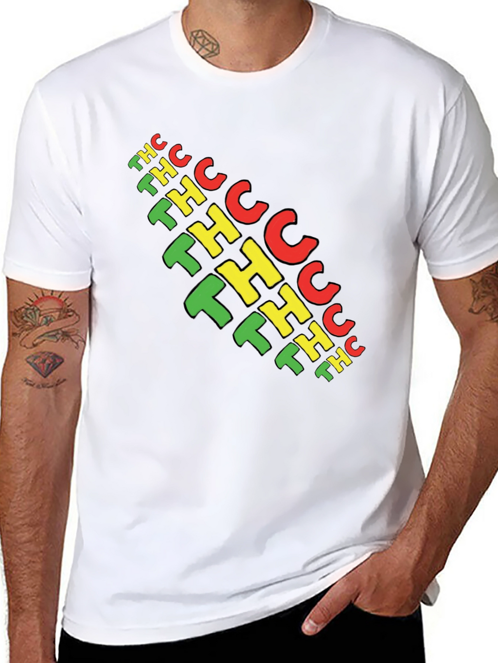 THC Graphic Print Black T-Shirt