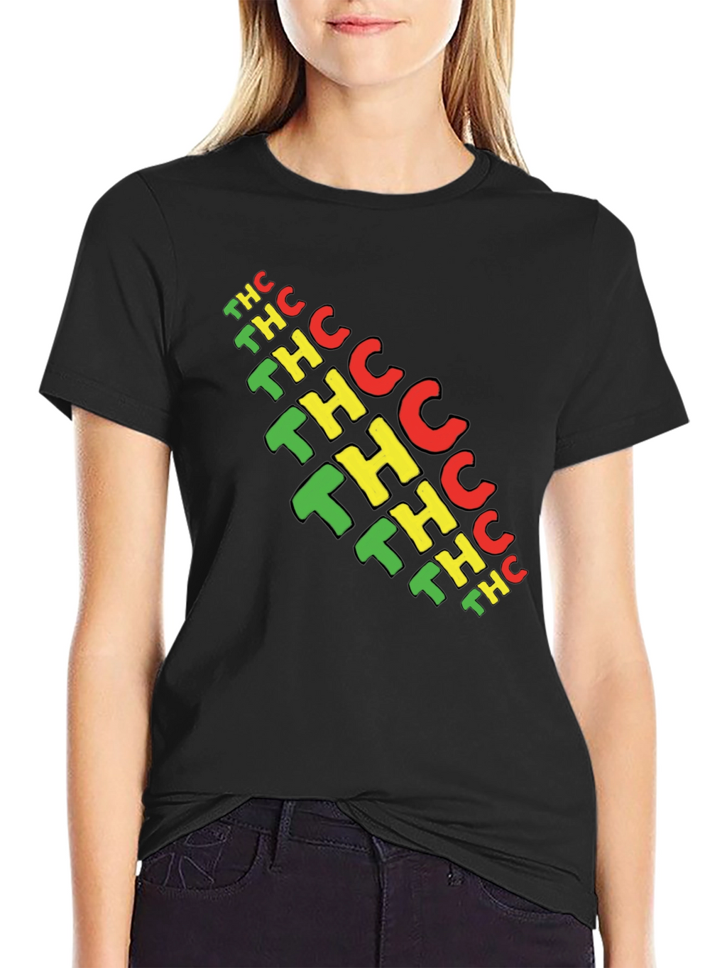 THC Graphic Print Black T-Shirt