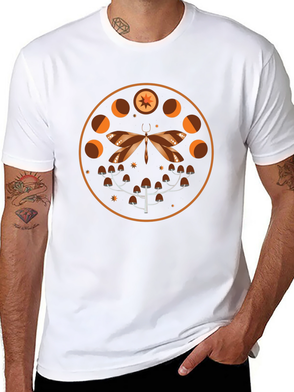 Mystic Moth & Moon Phases Graphic Tee - Black