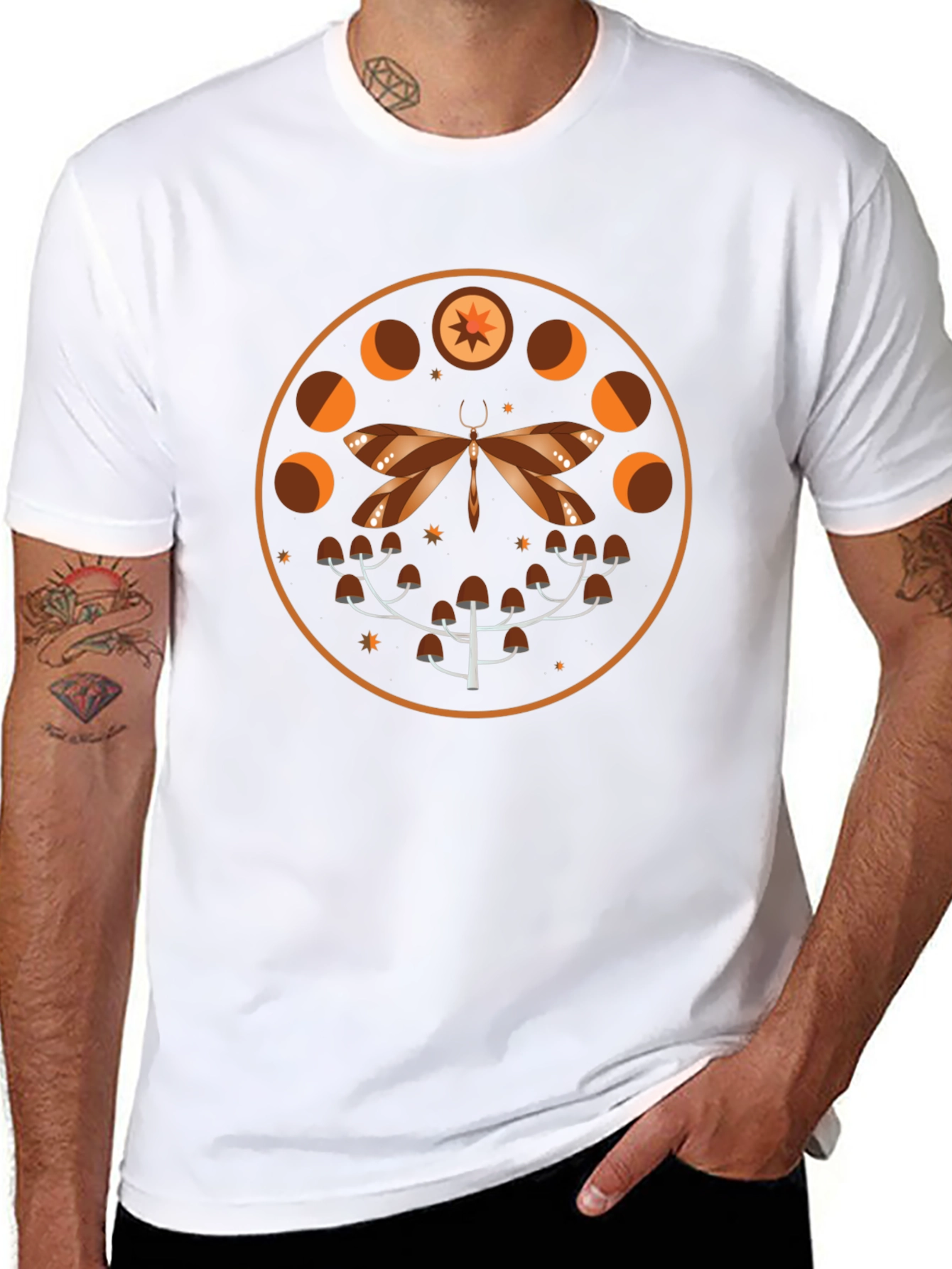 Mystic Moth & Moon Phases Graphic Tee - Black