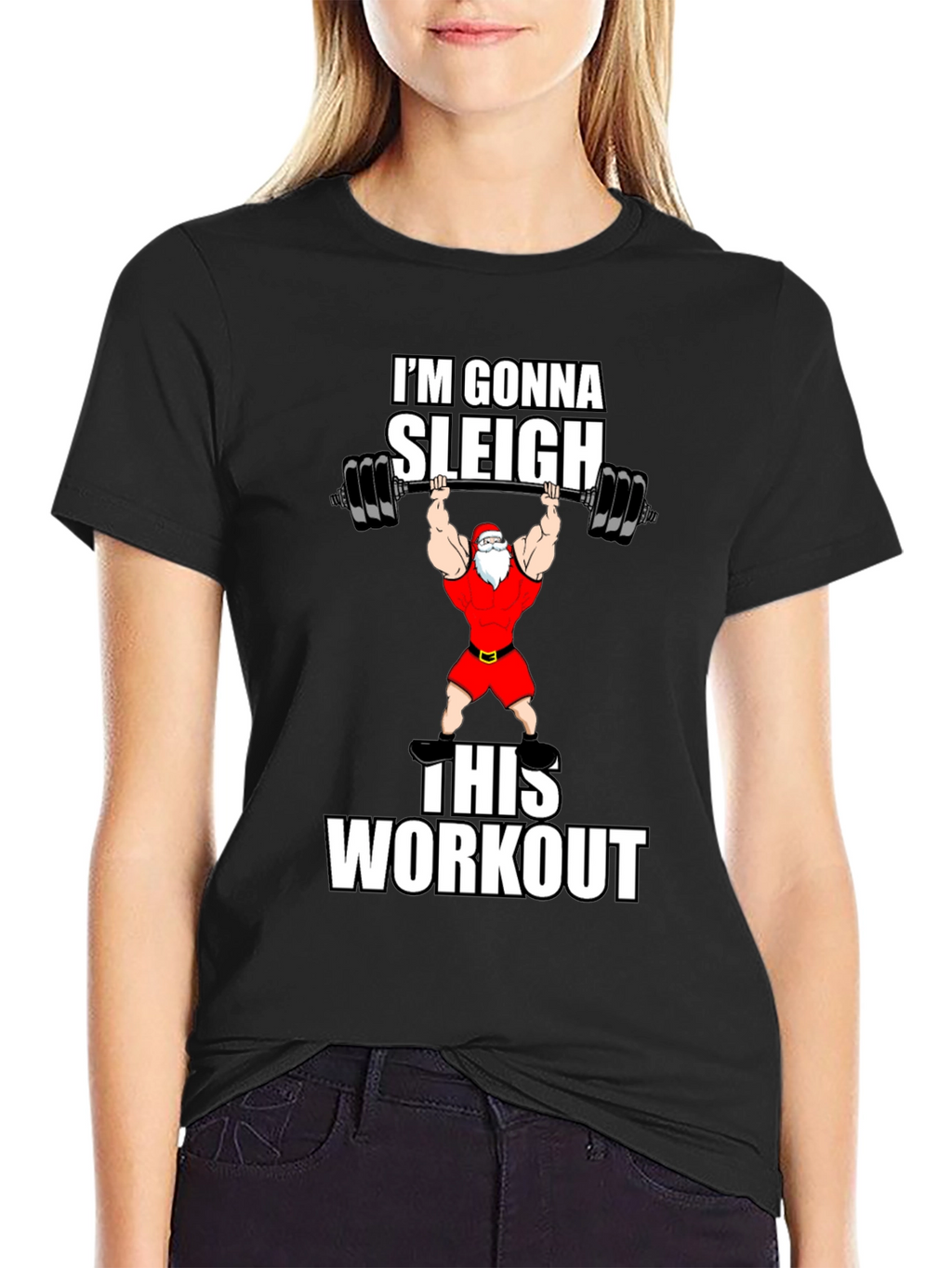 Gonna Sleigh This Workout Santa Graphic T-Shirt