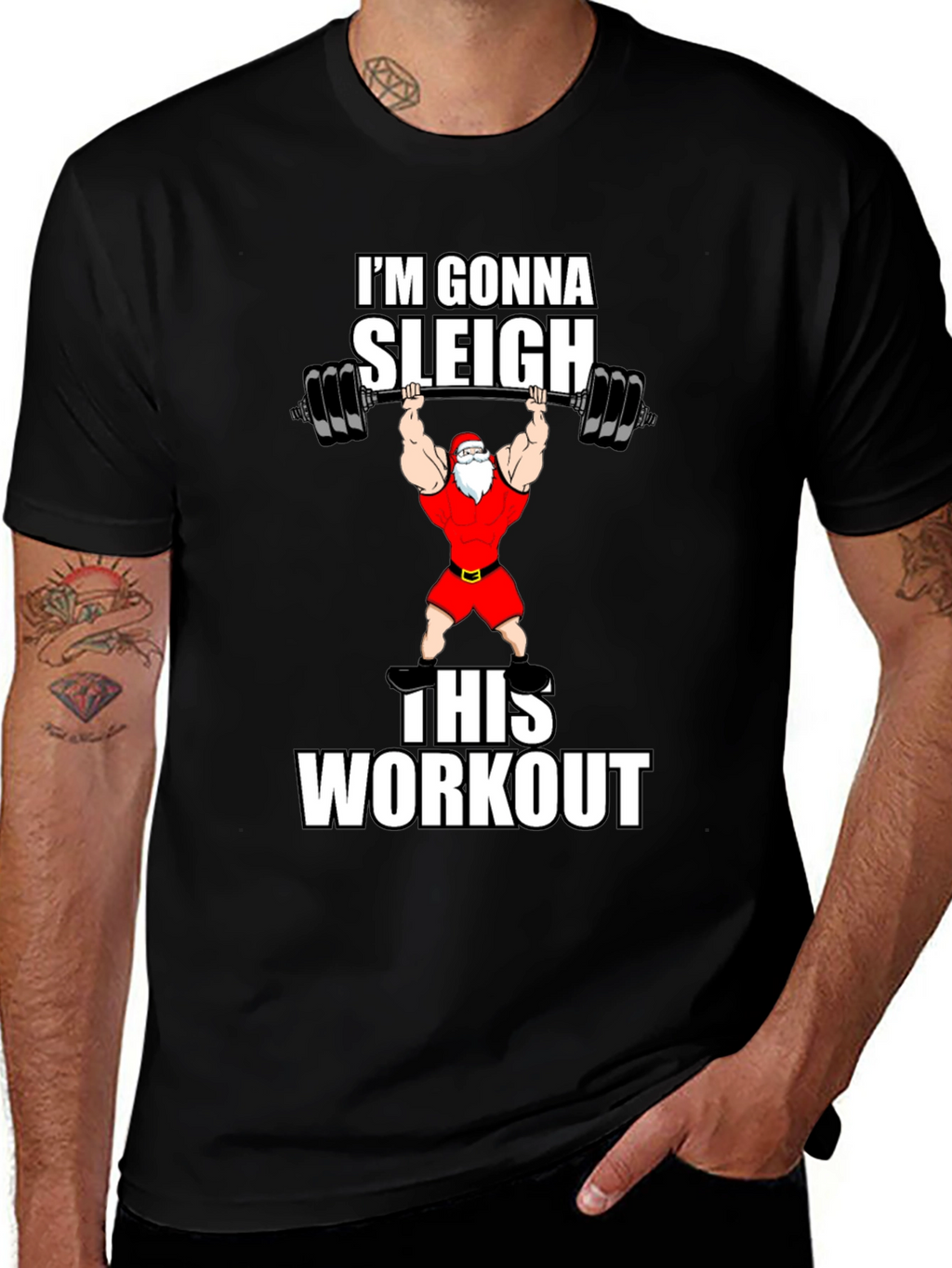Gonna Sleigh This Workout Santa Graphic T-Shirt