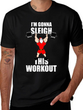 Gonna Sleigh This Workout Santa Graphic T-Shirt