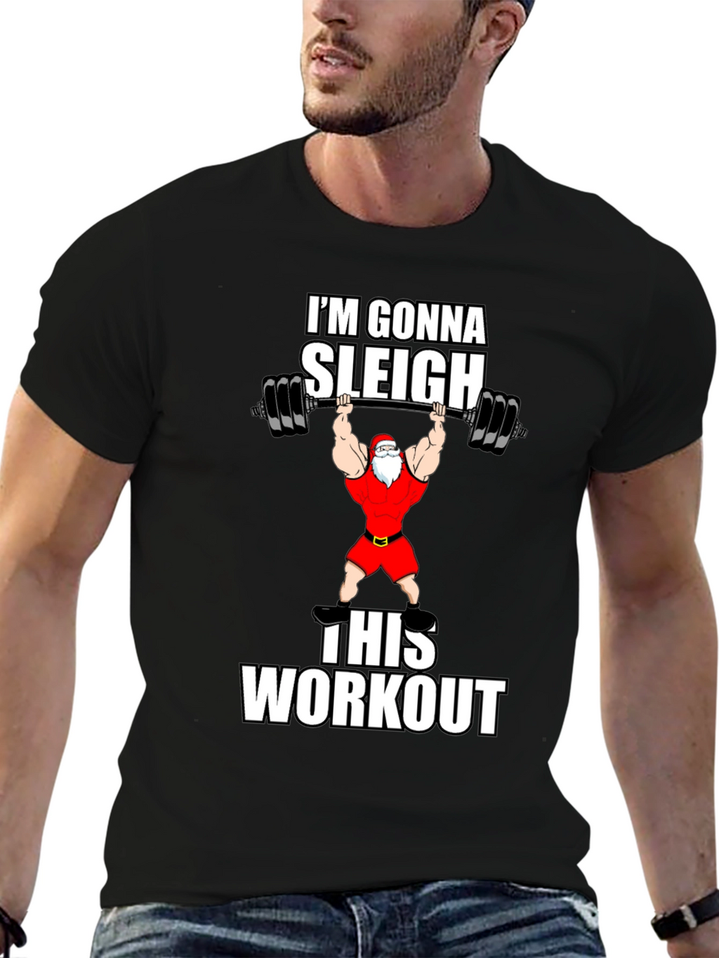 Gonna Sleigh This Workout Santa Graphic T-Shirt