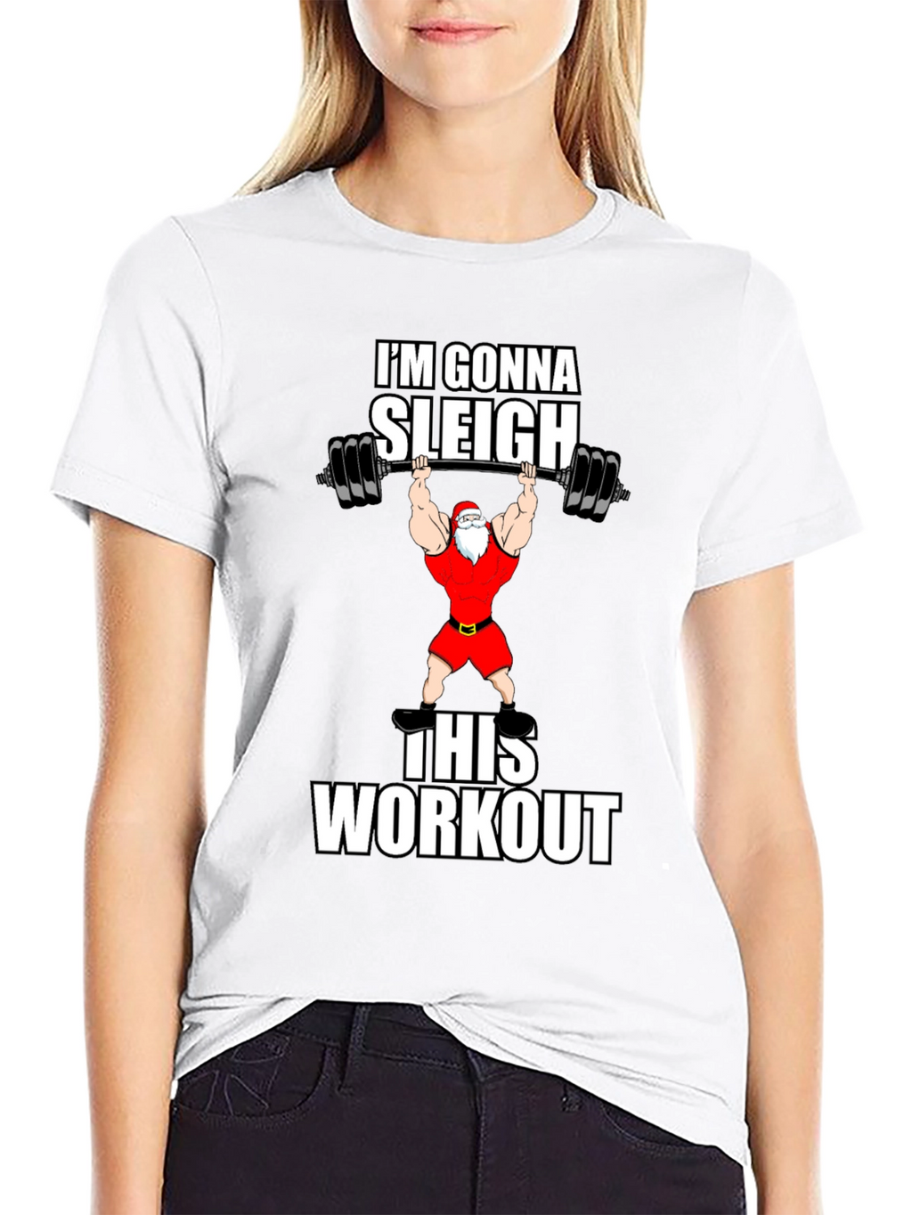 Gonna Sleigh This Workout Santa Graphic T-Shirt